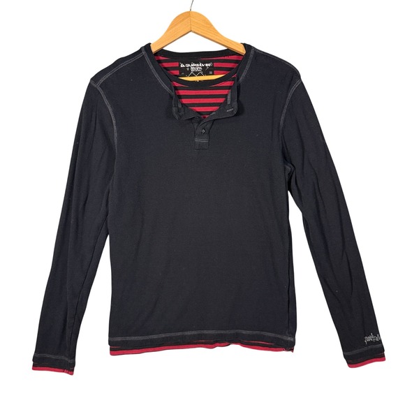 Vintage Quiksilver Mens Thermal Henley Long Sleeve Shirt Size M Waffle Knit - Picture 1 of 3